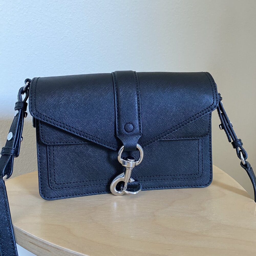 Rebecca Minkoff Black Leather Hudson Moto Crossbody Bag